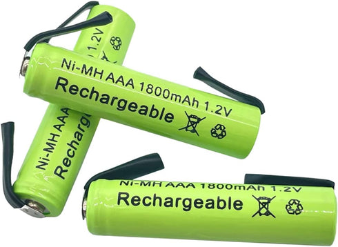 VRYJSPFU 2pcs 1800mAh 1.2V AAA Ni-MH with Solder Tabs Rechargeable Battery Cell, for Electric Shaver, Razor, Toothbrush
