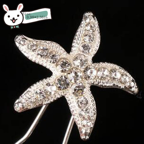 Trendy Starfish Hairpin, Rhinestone Bobby Pin Bridal Hair Clip, Crystal Headpiece for Wedding Women Hair Accessory