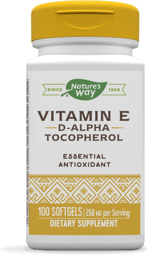 Nature’s Way Vitamin E D-Alpha Tocopherol, 268 mg per serving, Antioxidant, Essential Nutrient for Heart Muscle