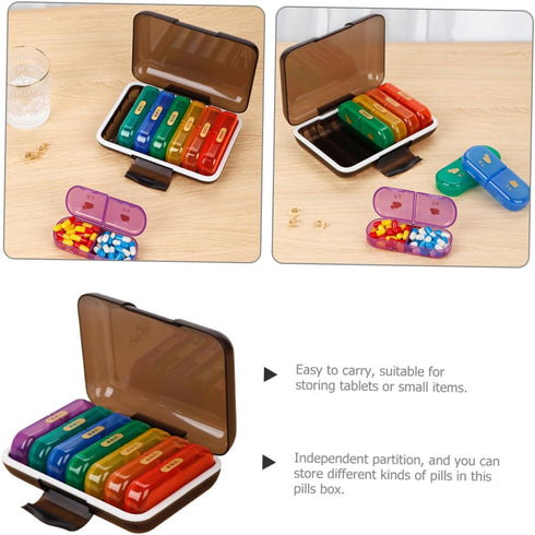 NUSITOU 7-Day Weekly Pill Organizer Portable Medicine Storage Case with Multi-Grid Compartments, Compact Travel Pill