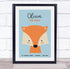 The Card Zoo New Baby Birth Details Nursery Christening Cute Fox Face Keepsake Gift Print