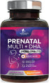 Women's Prenatal Multivitamin with Folic Acid + DHA, 240 Softgels for Fetal Support, Non-GMO