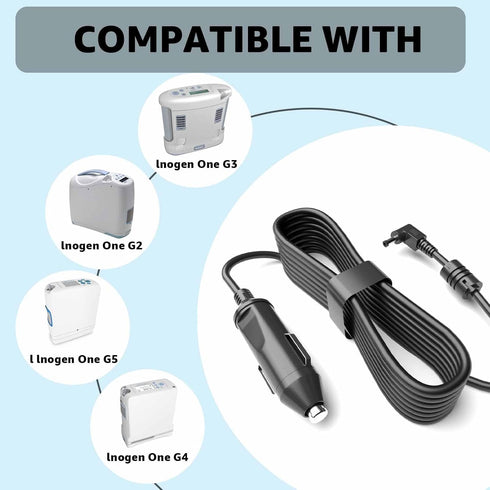12V Car Charger for Inogen One G2 G3 G4 G5, Replacement Inogen BA-306 BA-301 Cigarette Lighter Power Cord
