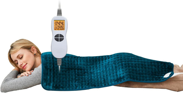 Ambershine XXXL King Size Heating Pad 17"x33" with 12 Temperature Settings for Pain Relief, Dark Teal