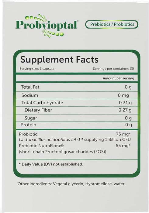 Probvioptal Probiotics & Prebiotics - 30 Capsules - Digestive Health Supplement