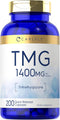 Carlyle TMG 1400mg, 200 Quick Release Capsules, Non-GMO & Gluten Free Supplement