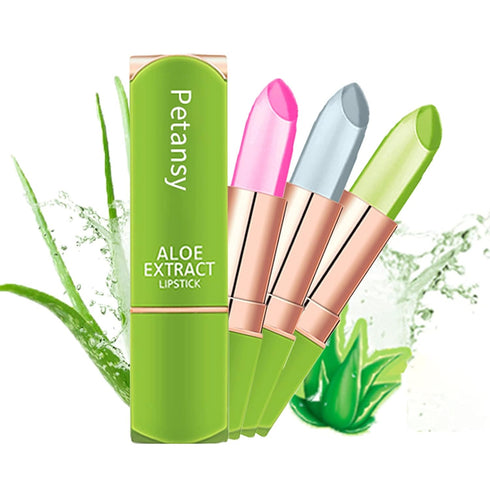 Petansy 3 Packs Aloe Vera Lipstick, Long Lasting Moisturizing Lip Balm, Magic Temperature Color Change Lip Gloss Set