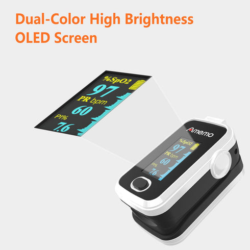 Monitor(SpO2) Pulse Oximeter,OLED Display Oxygen Monitor Fingertip,Blood Oxygen Saturation with Carrying Case,Silicone
