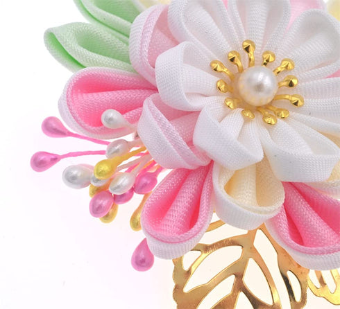 MIAO WU Japanese Hair Clip, Cherry Blossom HairPin, Kimono Flower Hair Accessories for Women (Light Pink)
