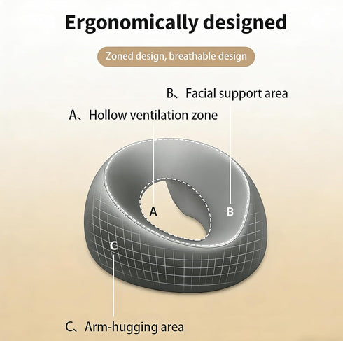 Memory Foam Prone Massage Pillow - Ergonomic Face Down Pillow for Massage Table, Home Sleeping & Post-Surgery Recovery