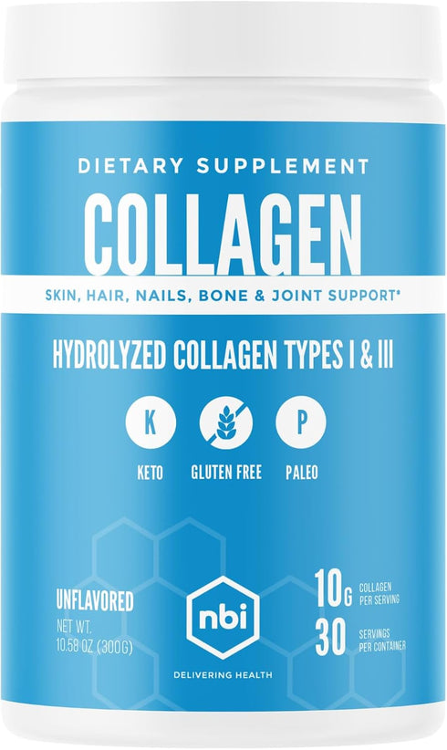 NBI Unflavored, Collagen Peptides Powder, Paleo- and Keto Friendly, Type I and