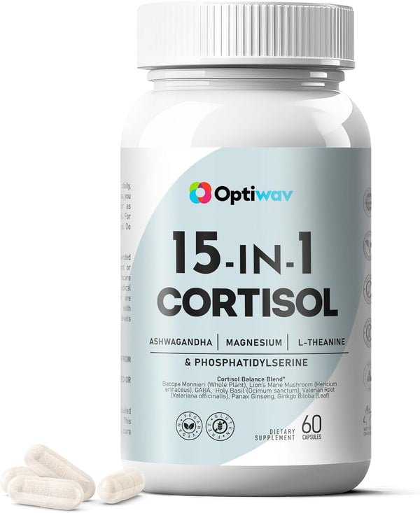 Optiwav Cortisol Detox Supplement for Women Men - Control & Lowering High Cortisol