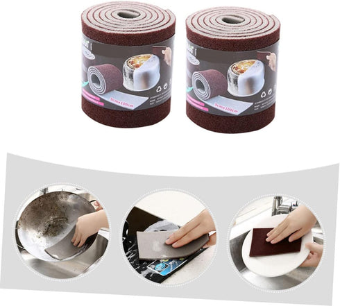 2 Rolls Emery scrub sponge kitchen cleaning brush kitchen sponges non abrasive scrub pad dish brush scrubber sponges replaceable dish sponges Multifunction household products by Healifty