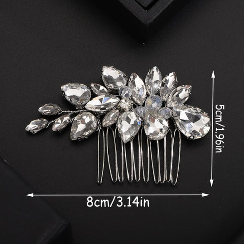 Red Crystal Rhinestone Wedding Hair Comb, Sparkly Bridal Hair Piece for Women and Girls