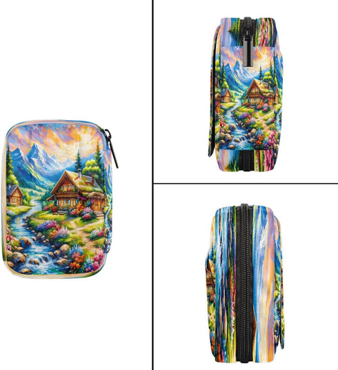 Skerhhux 7 Colorful Forest Spring Pill Case Travel Pill Organizer Weekly Day Portable with Zipper Medicine Box Pill