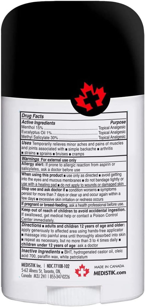 Extra Strength Pain Relief Stick. Long Lasting Topical Pain Reliever for Backache, Muscle & Joint Pain, 58g
