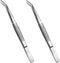 Stainless Steel Tweezers with Curved Serrated Tip, Multipurpose Sewing Machine Tweezers Forceps (2 Pcs Set)
