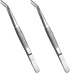 Stainless Steel Tweezers with Curved Serrated Tip, Multipurpose Sewing Machine Tweezers Forceps (2 Pcs Set)