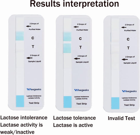WEEGEEKS 2Pcs Lactose Intolerance Test Strips at Home Lactase Activity Test Food Sensitivity Test
