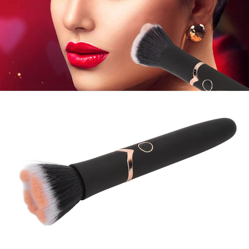 Powered Electric Makeup Brush - 10 Gears Vibration Loose Powder Brush for Blending and Contouring, Black