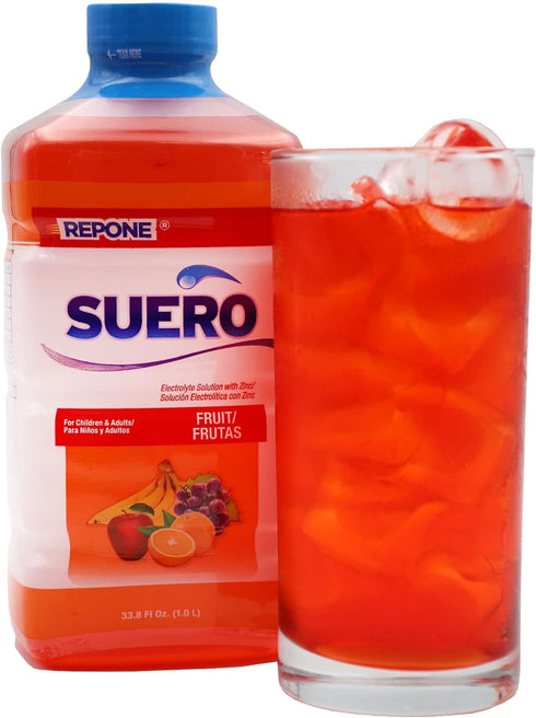 SUERO Electrolyte Solution with Zinc, Rehydrates, Fruit Flavor, 2-Pack of 33.8 Fl Oz Bottles