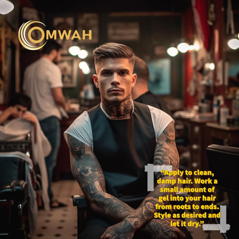 OMWAH Professional Hair Styling Gel for Men, Strong Hold Hair Gel with Vitamin E & Pro-VB5, Flake-Free Formula