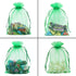 HRX Package 100pcs Organza Drawstring Bags, Green, 4 x 6 inch Candy Mesh Gift Pouches