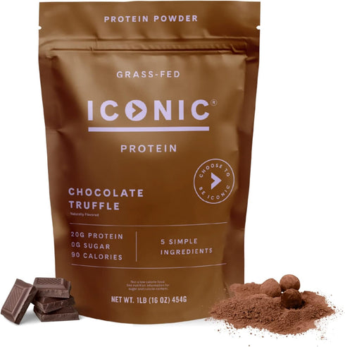 ICONIC Protein Powder, Chocolate Truffle - Sugar Free, Low Carb, Lactose Free, Gluten Free - 20g Protein - 1 lb. Pouch