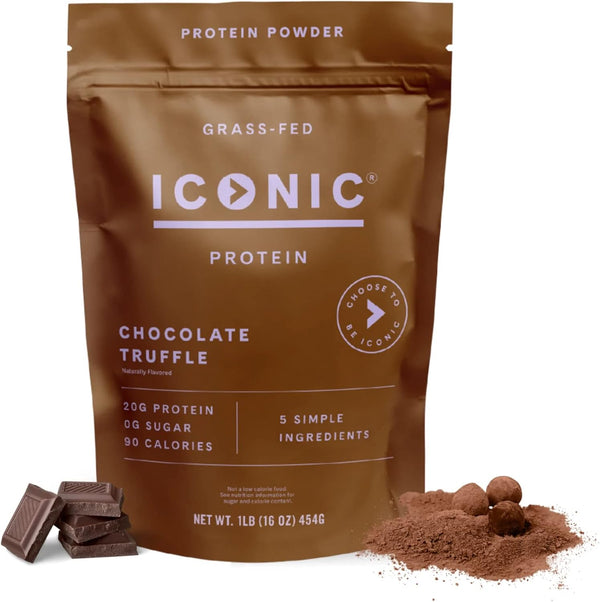 ICONIC Protein Powder, Chocolate Truffle - Sugar Free, Low Carb, Lactose Free, Gluten Free - 20g Protein - 1 lb. Pouch
