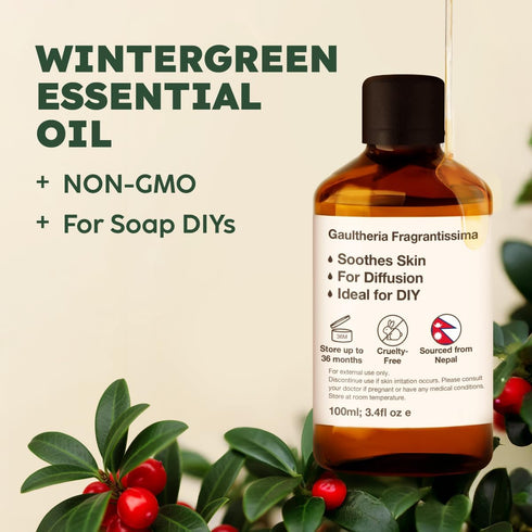 Set Set 2X 4 Oz Wintergreen Essential Oil for Diffuse & Clove Essential Oil for Diffuser - Aromatherapy Grade Essential