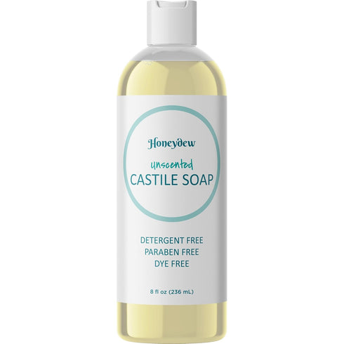 Liquid Castile Soap Unscented Cleanser for Dry Sensitive Skin Care Routine and All Purpose Cleaner with Hydrating