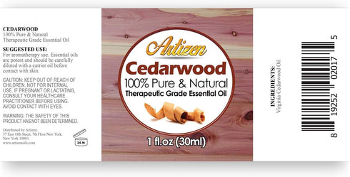 Artizen Cedarwood Essential Oil 30ml, Pure and Natural, Therapeutic Grade for Diffuser, Skin, Massage