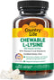 Country Life Chewable L-Lysine Supplement with Vitamin D and Elderberry, Immune Support for Adults