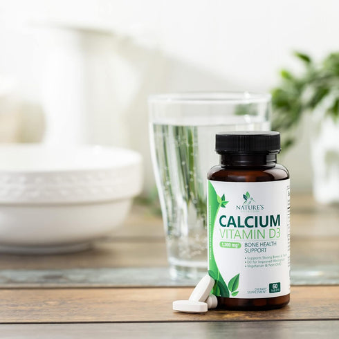 Calcium 1200 mg Plus Vitamin D3, 60 Tablets, Bone Health & Immune Support