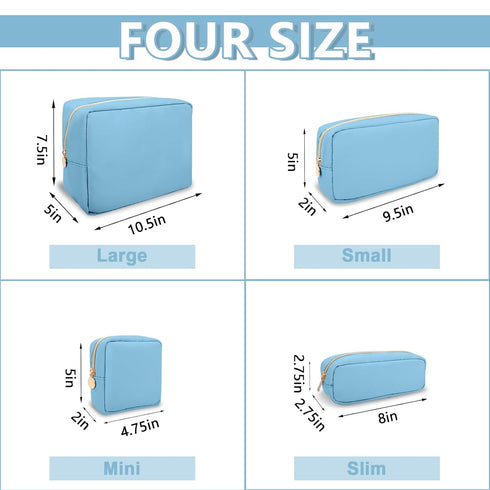 Waterproof Mini Makeup Bag Pouch for Purse, Cute Nylon Toiletry Organizers Bag for Women Girls (Mini-Blue)
