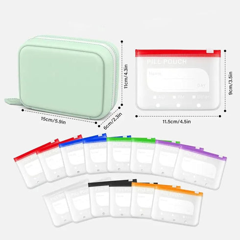 Set, a8 Set, 14Removable, Waterproof Pill Organizer Pouch Waterproof Pill Organizer Color-Coded Bags, Easy to Label