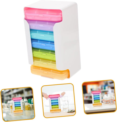 Holibanna Portable Weekly Medicine Organizer Case with Lid Lightweight Pill Box Container for Travel and Daily Use