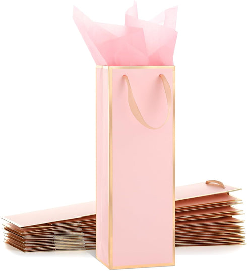 Zonon 12 4 3.5 14 Inch Pcs Wine Gift Bag with Handles and Tissue Paper x x Wine Bottle Gift Bags for Wedding Graduation
