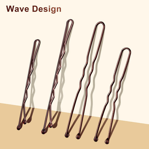 TsMADDTs 200PCS Bobby Pins, Brown U Shaped Hair Pins for Buns, with Storage Box, 2.4Inch and 2Inch