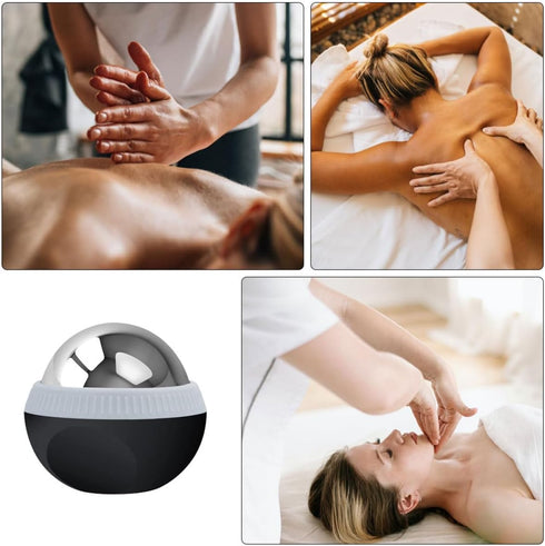 Stainless Steel Muscle Massage Balls for Body and Face, Small Manual Roller Massager with Hot, Portable Sports