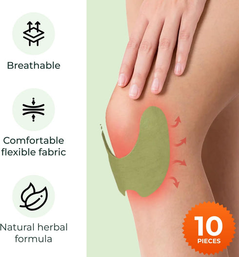 Original Herbal Knee Patch - Wellknee Plaster for Knee Support, Neck and Back - Made with Natural Herbs and Ingredients (10 pads)