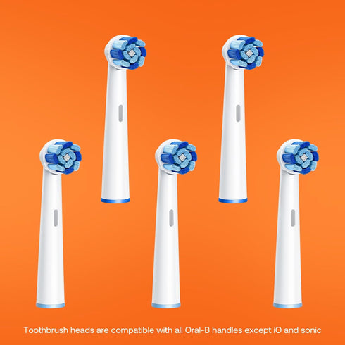 Bitvae Toothbrush Heads, R1 & R2 Round Replacement Heads, Compatible with Oral-B Braun Handles, 5 Count