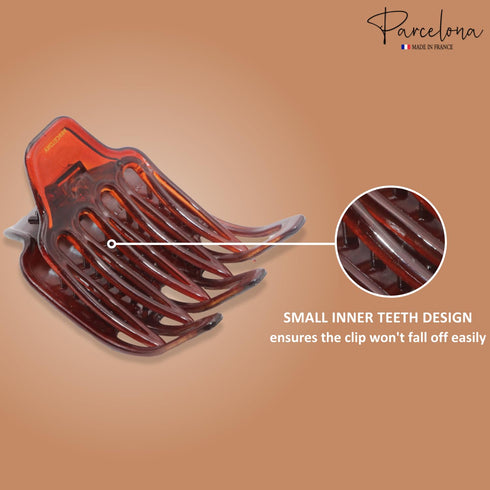 Parcelona French Paw Wide Side Slide Yoga Jaw Hair Clips, Strong Hold No Slip Grip, Brown Streaks