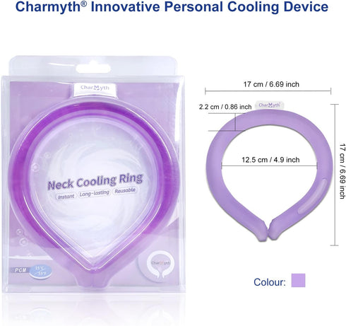 Neck Cooling Tube Reusable Ice Cooler Ring, Instant Cooling Below 15°C for Summer Outdoor & Indoor Use (Purple)