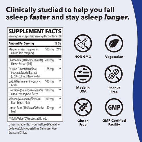 LifeSeasons Rest-ZZZ Melatonin Free - Sleep Support Supplement for Calming Nervous System, 60 Capsules