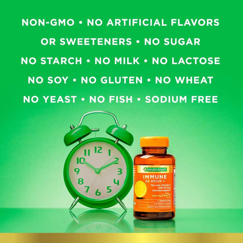 Nature's Bounty Immune 24 Hour + Vitamin C with 24 Hour Support, Ester C, Rapid Release Softgels, 50 Count