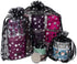 100-Pack 2x2.5 Sheer Organza Drawstring Gift Bags (X-Small) - Metallic Stars (Black/Silver) for Wedding Party Favors,