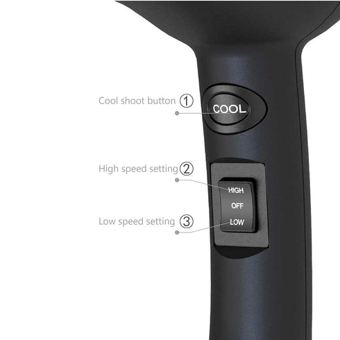 Mini Travel Hair Dryer, 1000 Watts, Compact Size, Black, for RV & Pouring Art with Concentrator
