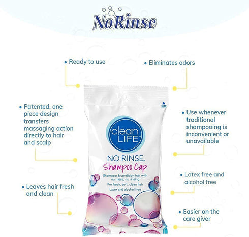 No-Rinse Shampoo Cap by Cleanlife Products, Microwaveable, Rinse-Free, Latex-Free