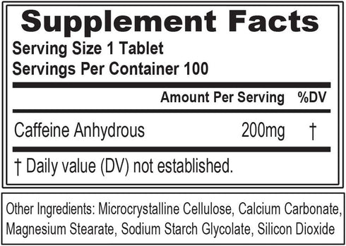 Evlution Nutrition Caffeine Tablets - 100ct Supplement for Men & Women to Boost Energy, Focus & Alertness
